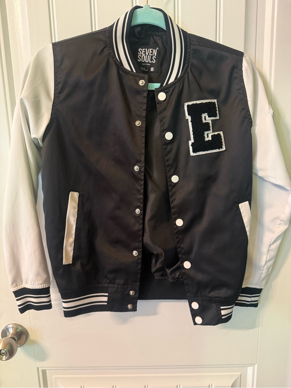 Black & White Kids Letterman Jacket